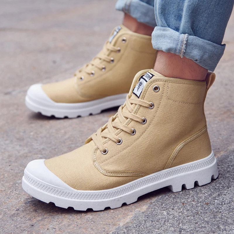 

Fashion High Canvas Men's Shoes Motorcycle Boots Breathable Casual Comfortable Women's Shoes Men's Large Size Couple Models Boot
