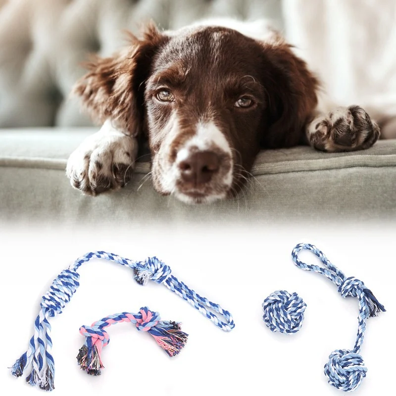 

Pet Cotton Rope Chewing Molars Toy Set Dog Rope Ball Chew Toys Teeth Cleaning Toys