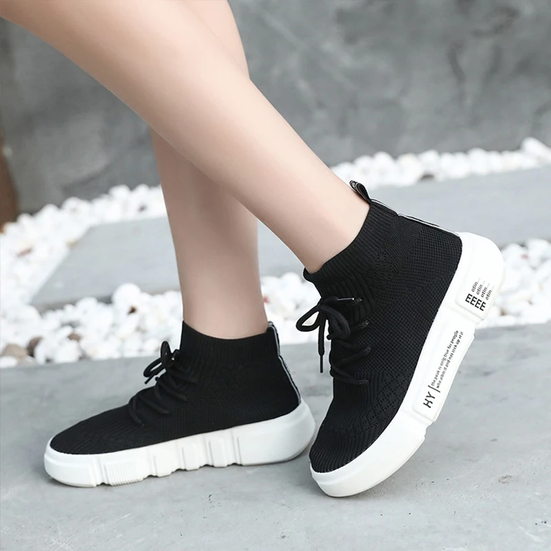 Женские кроссовки на платформе эластичные дышащие кроссовки-носки повседневная