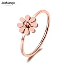 JeeMango, модное простое кольцо с маргариткой, ювелирное изделие из нержавеющей стали, розовое золото, милый стиль для девочек, подарок на Рождество и новый год, JR18138