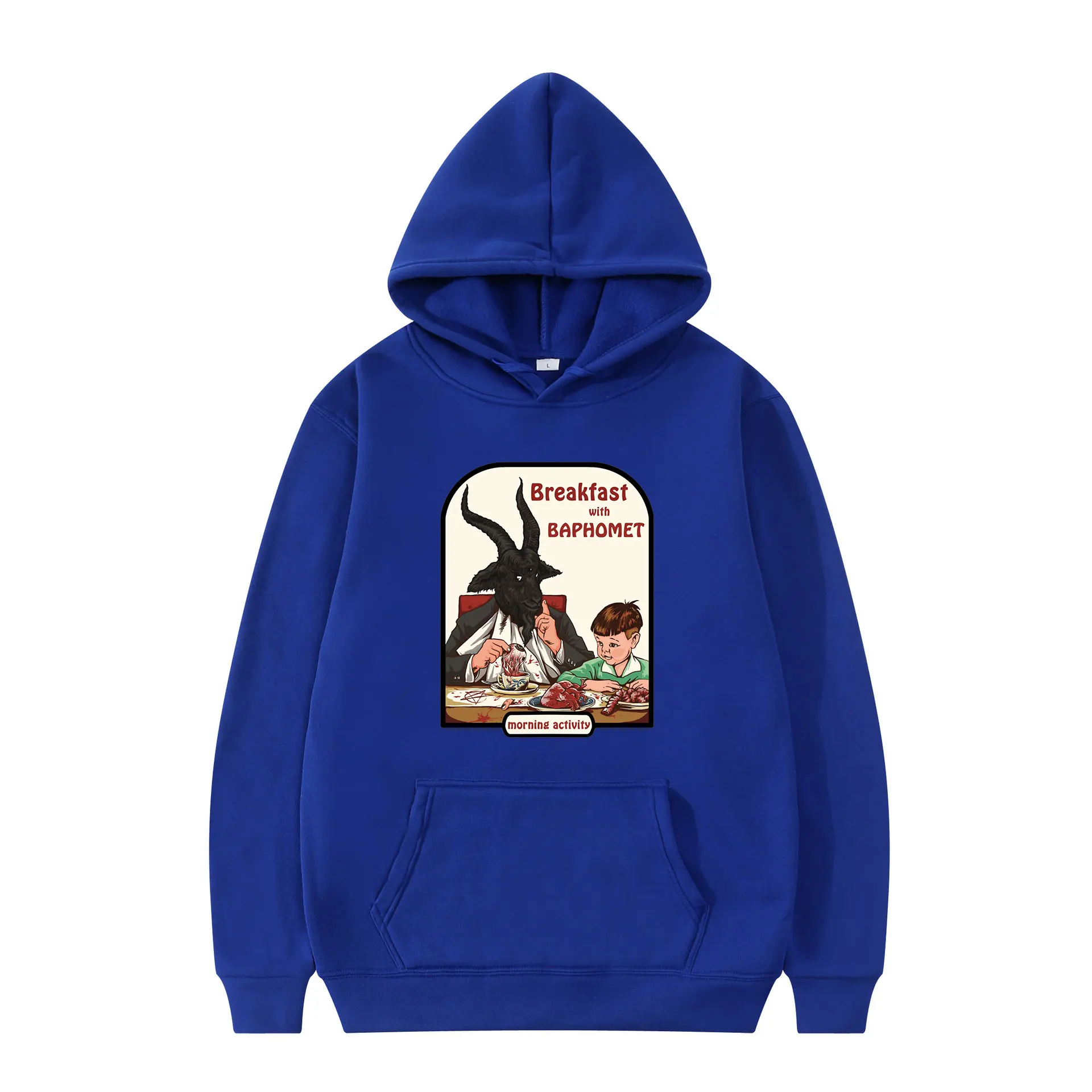 

Hot Sale Breakfast With Baphomet Leisure Devil Satan Demon Goat Hoodies Hip -Pop Wear Casual Comfortabled Daily Classic clothing