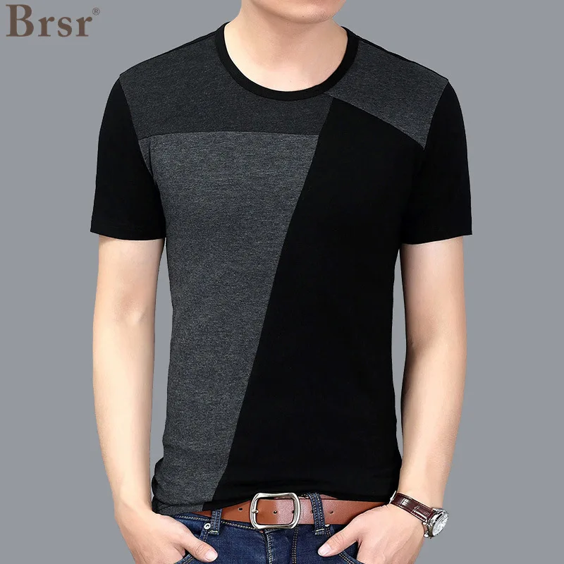 

Футболка мужская оверсайз с коротким рукавом, однотонная Повседневная приталенная рубашка с прострочкой, с коротким рукавом, для сращивани...