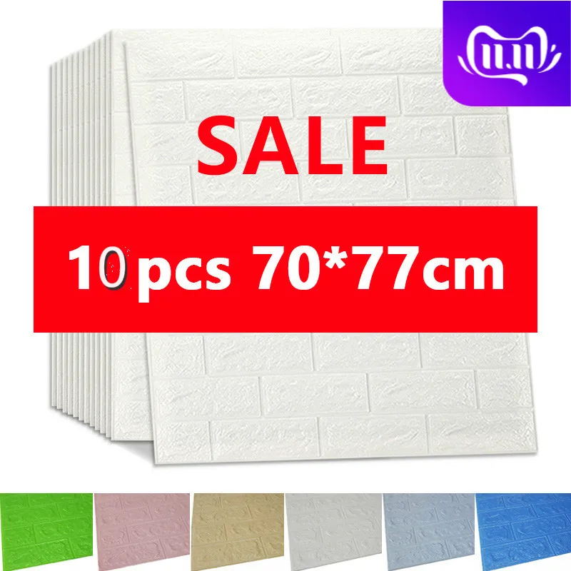

3D Wall Stickers Imitation Brick Bedroom Decor Waterproof Self-adhesive Wallpaper For Living Room Kitchen TV Backdrop Decor70*77