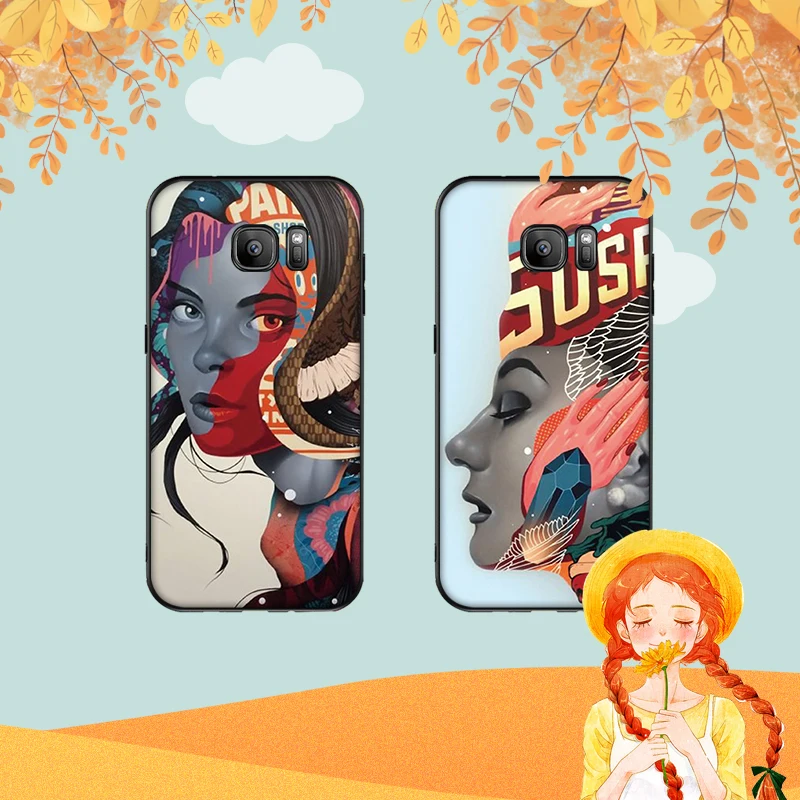 Сексуальные девушки в ретро цветах для Samsung Note 8 9 M10 M20 M30 S6 S7 Edge S8 S9 S10 PLUS TPU мягкий