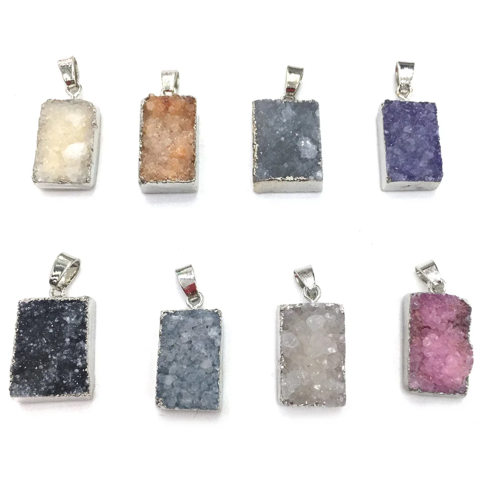 

Natural Rectangular Shaped Agates Pendants Making for Jewelry Necklace Charm Temperament Accessories Gift For Women Size 16x21mm
