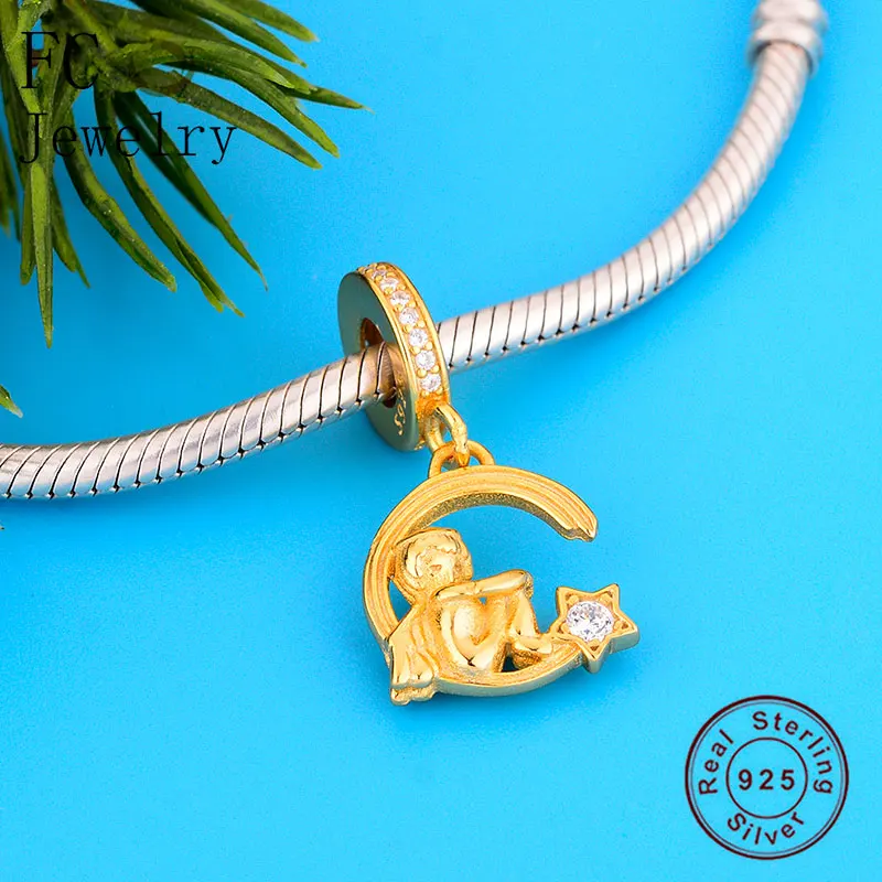 FC Jewelry подходит для брендового браслета 100% Серебро 925 пробы золотой цвет ангел