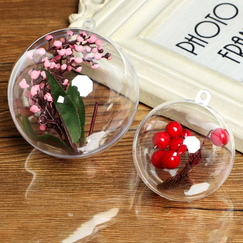 10 шт. прозрачный шар 4/5/6/7 см открывающийся пластиковый украшение для