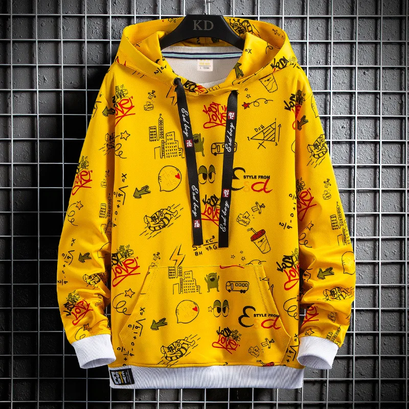 

Men hooded sweatshirt autumn and winter new fashion printing pullover hoodies male casual sweatershirt all-match bottoming shirt