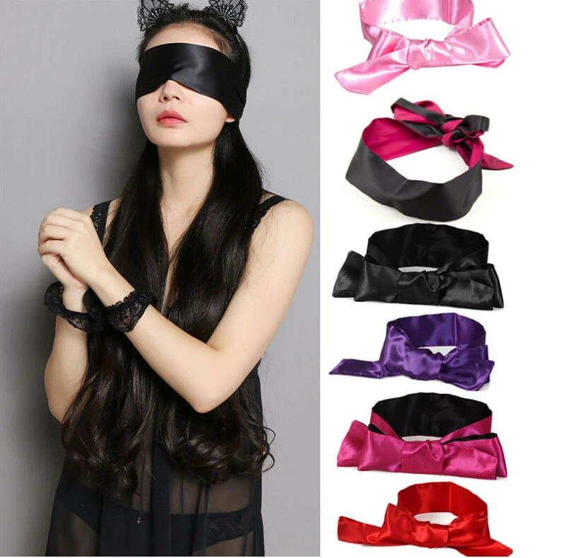 

Сексуальная атласная маска на глаза, повязка на глаза, браслет, ночная рубашка, игровой галстук, черный, красный, розовый головной убор