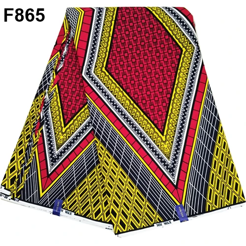 F865 Высокое качество красивая Анкара африканская вощеная ткань принтом хлопок голландский воск настоящий воск pagne восковая Ткань 6 ярдов - Цвет: F865