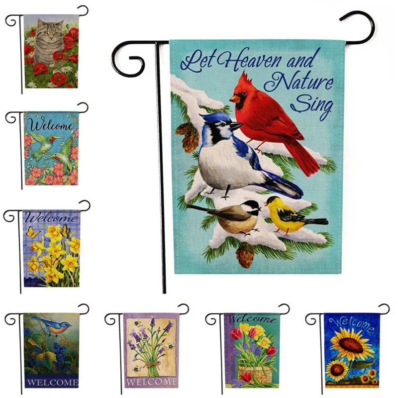 Lychee двухсторонние садовые флаги серии цветов и птиц льняные баннеры вечерние DIY