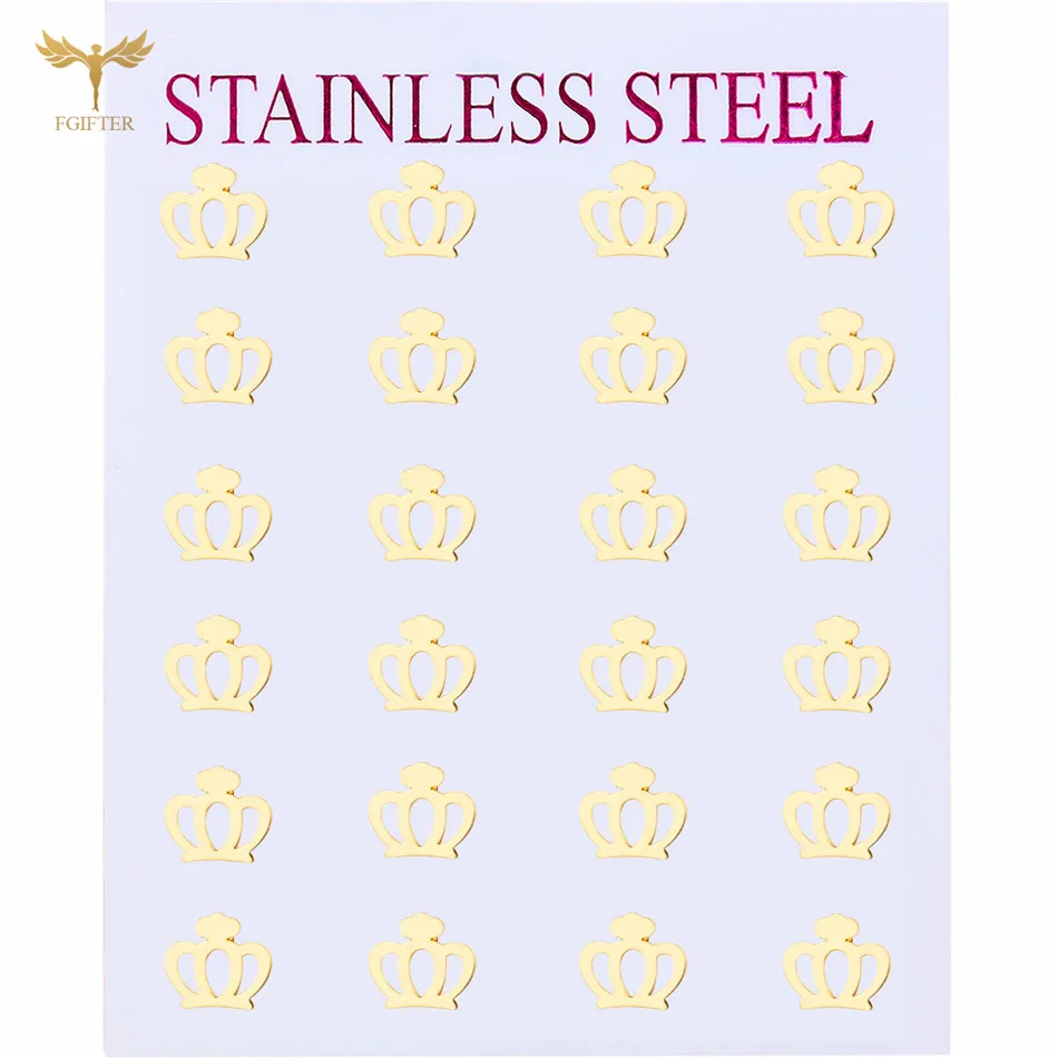 

Stainless Steel Jewelry Wholesale Cross Crown Stud Earrings Christian Women Men's Fashion Accessories