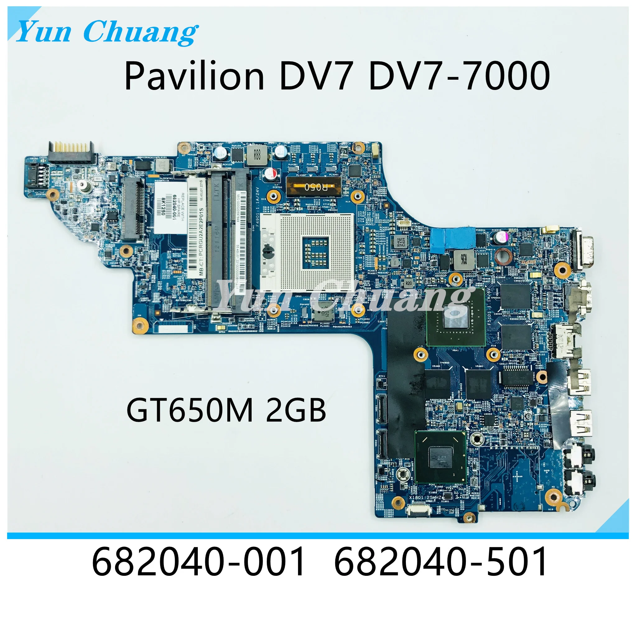 682040-001 682041-001 For HP Pavilion DV7 DV7-7000 Laptop Motherboard 11253-2 11253-1 48.4ST06.021 011 HM77 DDR3 GT650M 2GB GPU - купить по