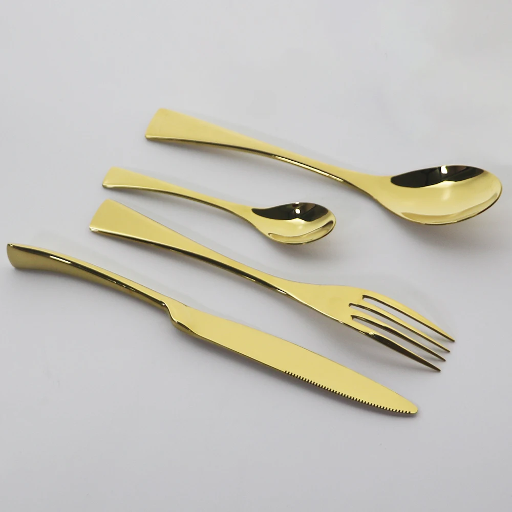 

Western 5Pcs Gold Cutlery Set 18/10 Stainless Steel Dinnerware Set Knife Fork Dessert Spoon Tableware Set Kitchen Silverware Set