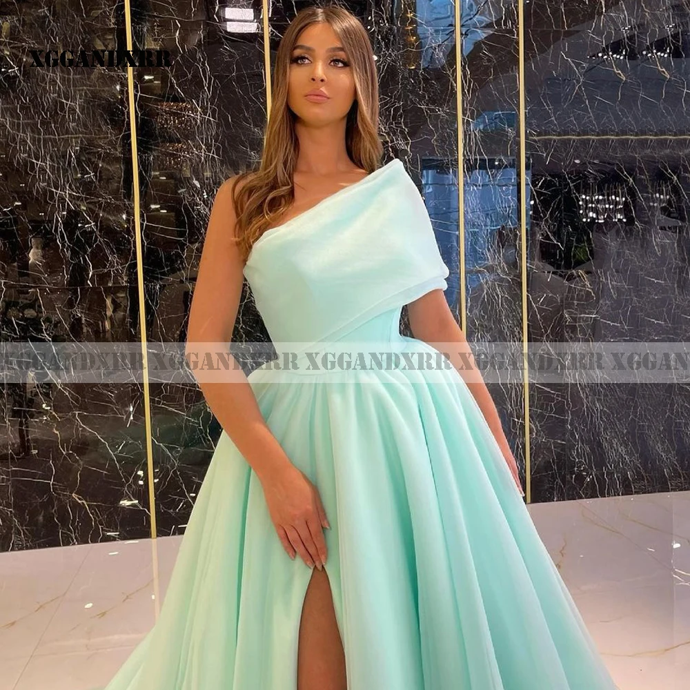 

New Arrival One Shoulder Prom Dress 2021 Sexy High Side Slit Backless Elegant Long Evening Woman Party Gown Girls Birthday Wear