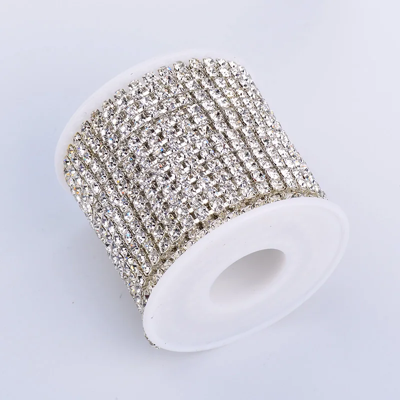 JUNAO SS6 8 10 12 16 18 Стекло Стразы ab Crystal цепи серебристого металла отделка стразами лента деревообрабатывающее кантовальное аппликация из страз для поделок