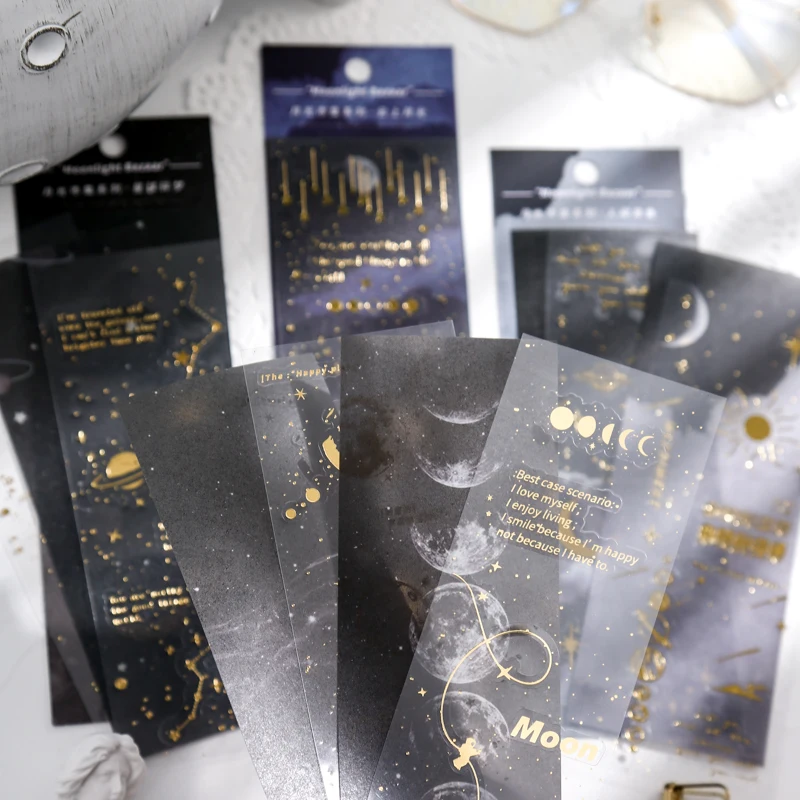 

4pcs Moon Universe Flat Stickers Decorative Ablum Diary Stickers For Children Stationery DIY Scrapbooking supplies