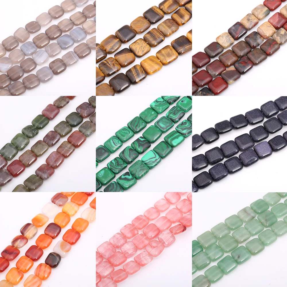 

New 33PCS/Strand Natural Faceted Square Opal Tiger Eye Beads Loose Spacer Beads For Jewelry Making DIY Bracelet Necklace 12*12mm