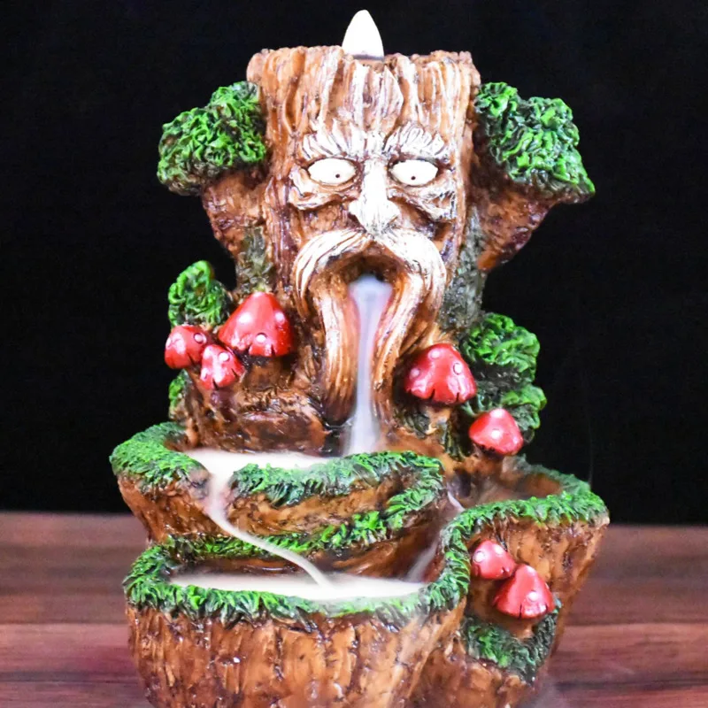 

New Smoke Fountain Resin Crafts Tree God Backflow Incense Burner Creative Home Decoration Tea Pet Crafts Ornaments