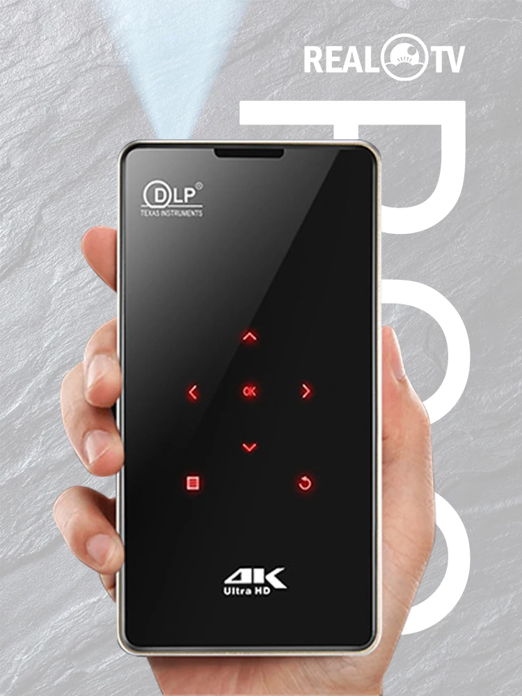Реальный ТВ P09 Мини Портативный DLP Android проектор Поддержка 4K декодирование WiFi