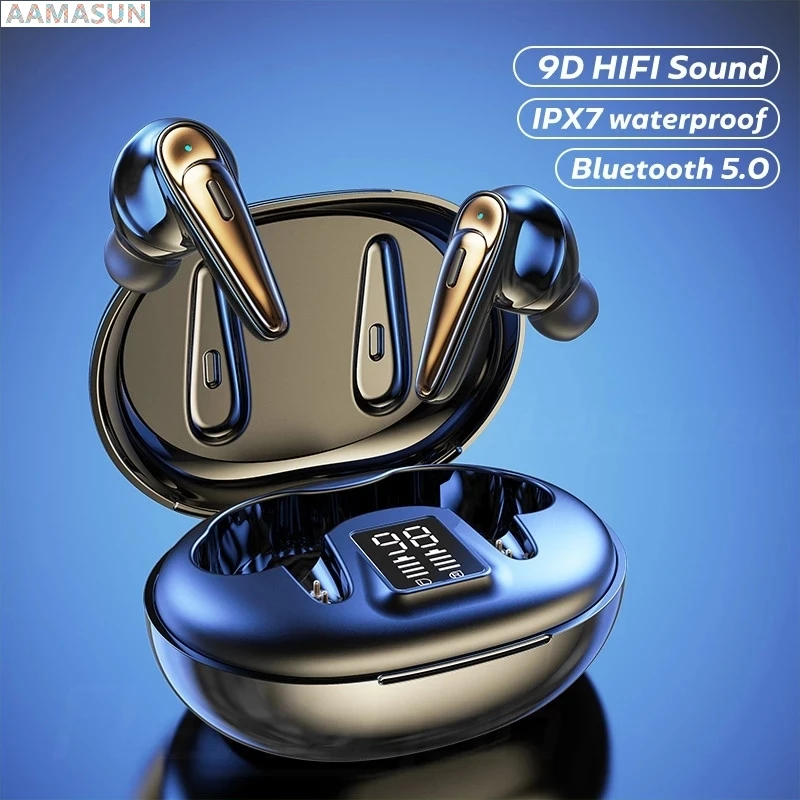 

Bluetooth 5,0 Беспроводной наушники Шум отмена 9D стерео Sport (Land Rover Range Rover Sport) в наушники-вкладыши гарнитура светодиодный Дисплей игровой Auriculare