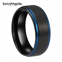 8mm blackblue two color tungsten carbide wedding band men women lover engagement rings stepped design brushed surface