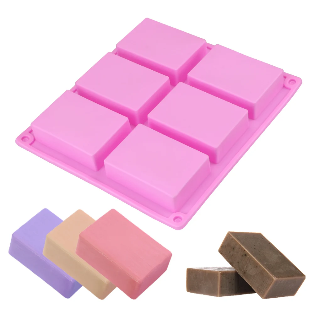 

3D Plain Soap Mold 6 Cavity Rectangle Silicone Soap Mold Handicrafts DIY Tools DIY Handmade Soap Mould Tray