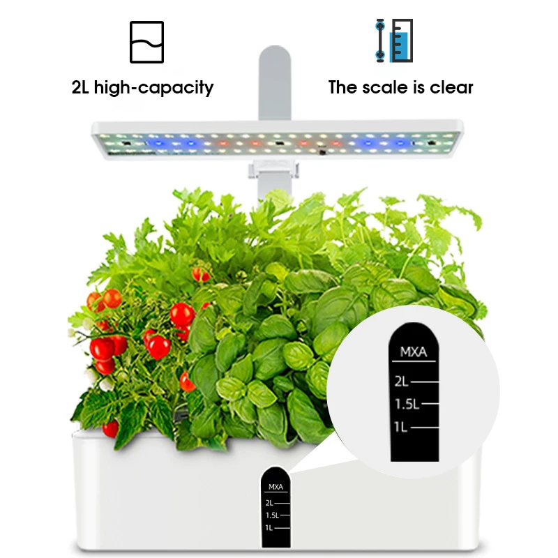 Smart Plant Growing lamps Set 15W Full Spectrum 2L Water Tank Hydroponics Planter Vegetables Flowers Tools for Indoor Greenhouse