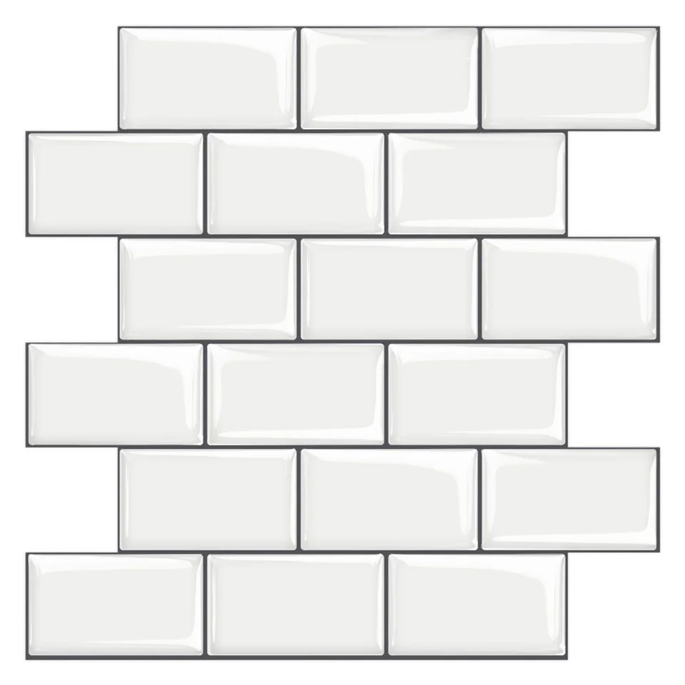 Thickened 3D Tile Wall Stickers Kitchen Adhesive Tiles Simple White Sticker Waterproof Bathroom Wallpaper Decal Home Decor |