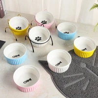 ceramic pet cat bowl hanging detachable design dog food water feeder free match the style multiple colors for option