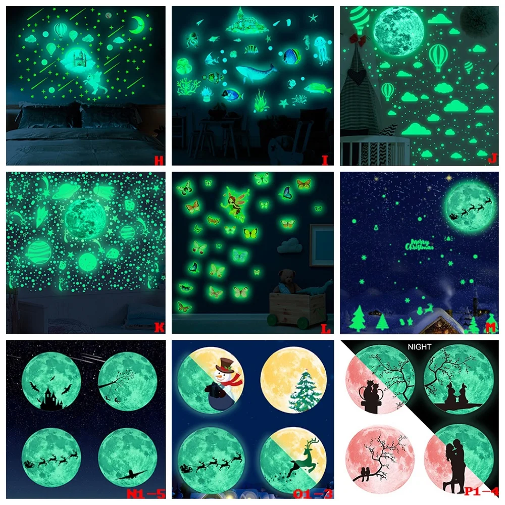 

Luminous Castle Moon Star Wall Stickers Home Decor DIY Decals Kids Room Decoration Fluorescent Unicorn Glow In The Dark Stickers