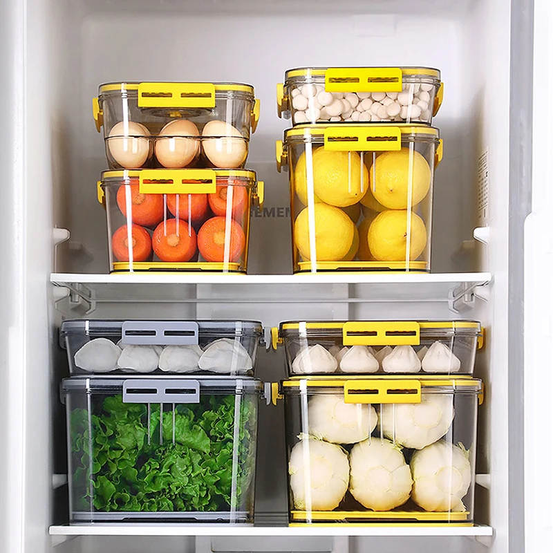 

NEW JOYBOS PET Refrigerator Food Storage Containers Kitchen Separate Freezer Seal Bin for Vegetable Fruit Meat Fresh Box