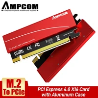 ampcom m 2 m key nvme ssd to pci e 4 0 gen4 adapter pcie x16 card with aluminum case supports windows 7810 up to 64gbps