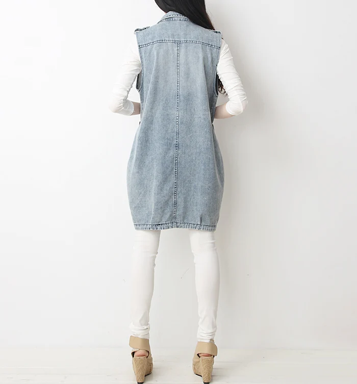 Женская длинная джинсовая куртка винтажная верхняя одежда с дырками осень 2019 |