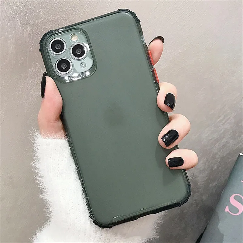 

10pcs Fashion Button Matte TPU Phone Case For Iphone 12 11 Pro Xs Max X XR 6 6s 7 8 Plus SE Solid Candy Color Luxury Phone Case