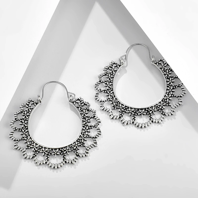 Женские винтажные серьги подвески Tocona золотистые висячие в античном стиле с