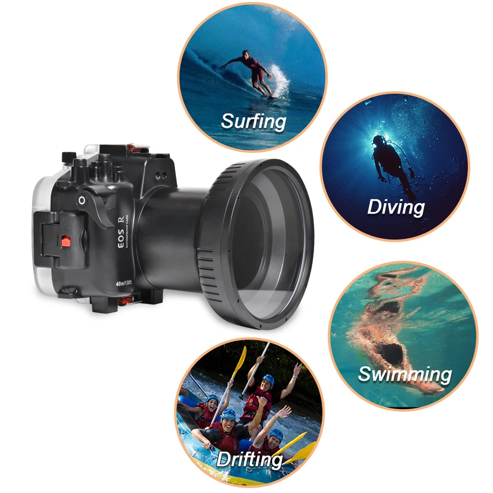 Чехол Seafrogs для камеры дайвинга Canon EOS R 40 м водонепроницаемый чехол с объективом 16