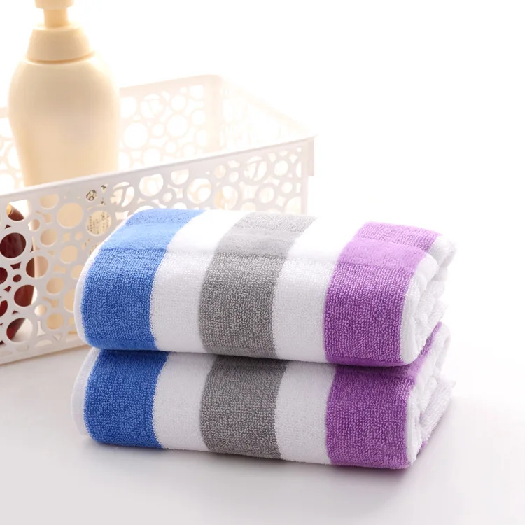 

2 Pieces Jacquard Towel Cotton Striped Towel Terry Cotton Towel Wholesale
