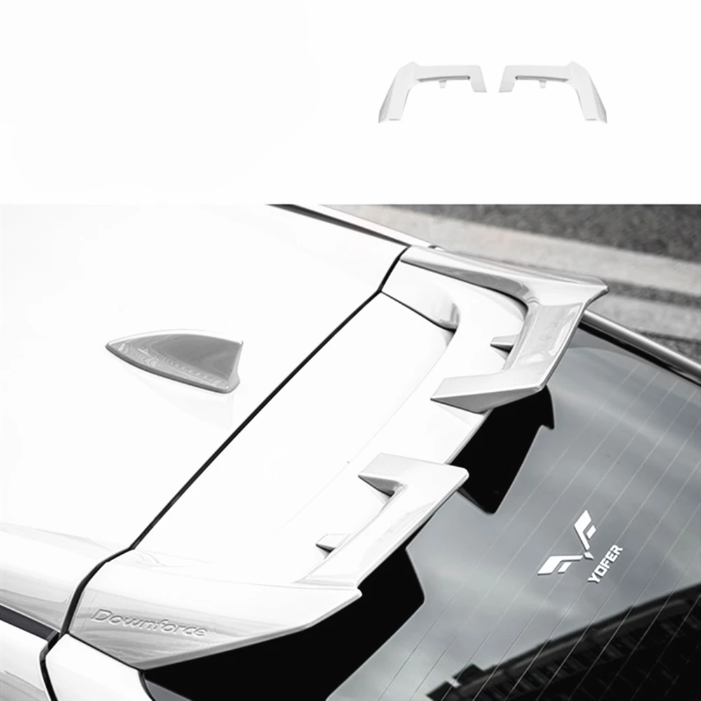 

For Honda Civic Hatchback 2020 2021 YOFER Car Roof Spoiler Wing Tail Splitter Trim Rear Trunk Bumper Lip White