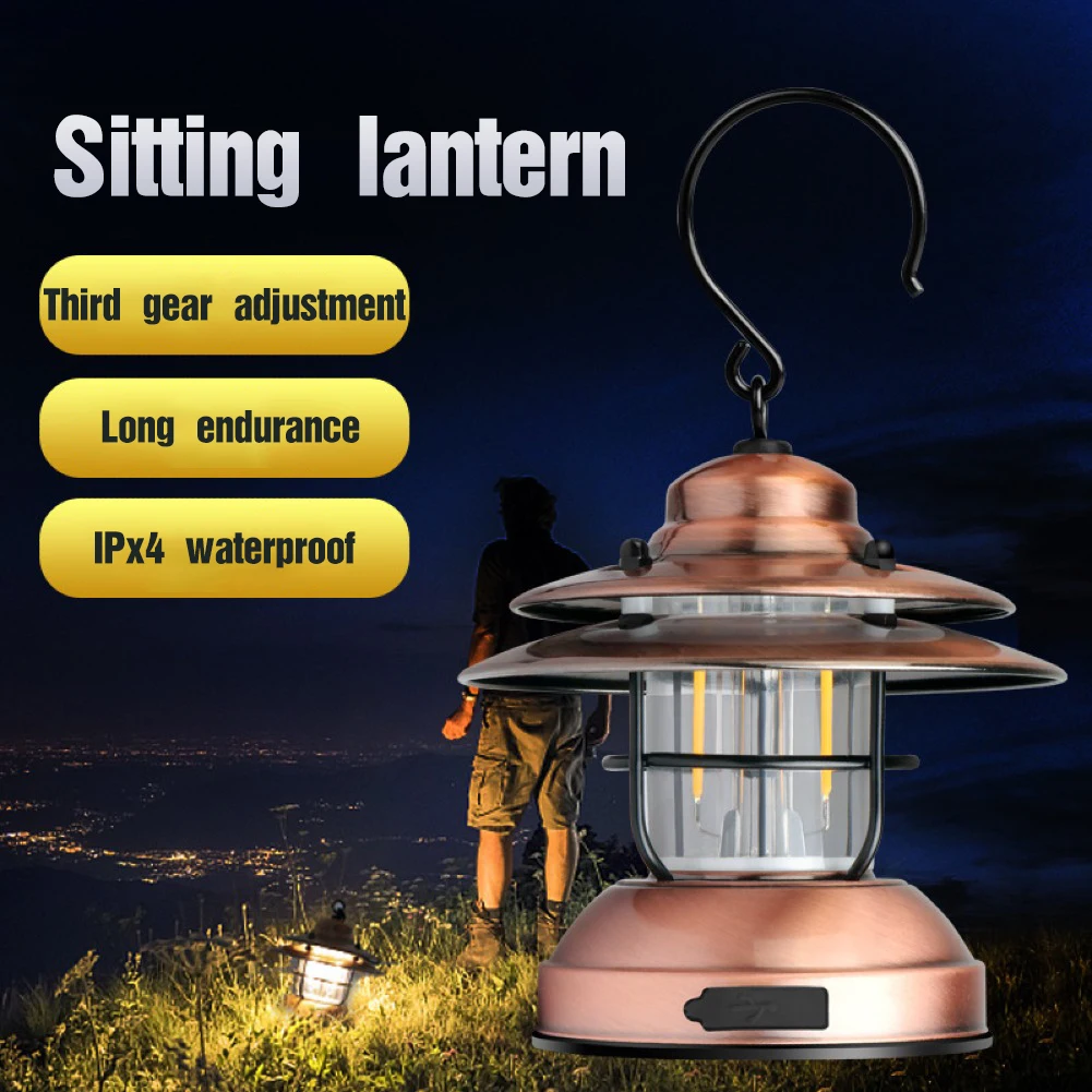 

Retro Outdoor Flashlight Hanging Camping Light Tent Lamp Torch Portable Garden Yard Lantern Lighting portable lights warm light
