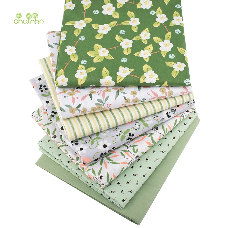 

Chainho,7pcs,Green Floral Series,Print Twill Cotton Fabric,Patchwork Cloth For DIY Sewing Quilting Baby&Child's Material,40x50cm