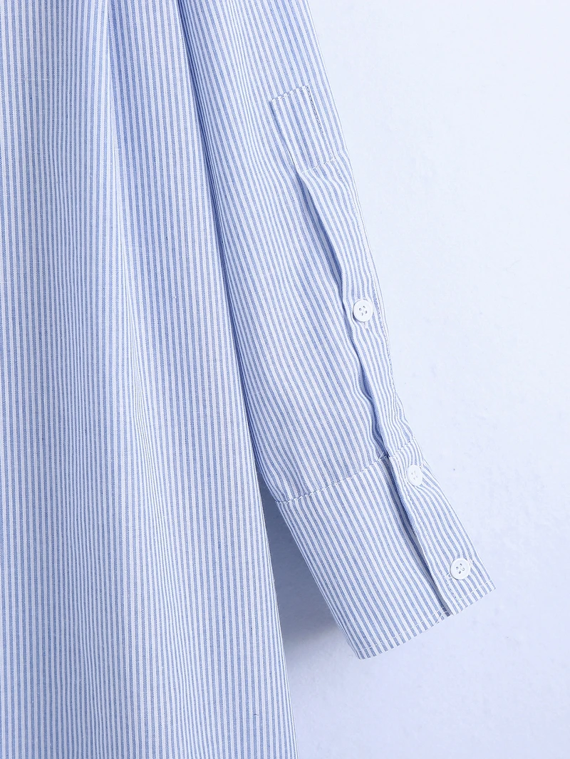 

Plus Size Women White Shirt Spring 2021 New Fashion Long Sleeve Oversized Modern Lady Striped Blouse Loose Top