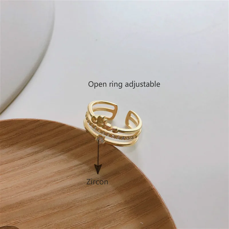 

Multi-layer Cubic Zirconia Letter Gold Real 925 Sterling Silver Rings For Women Fine Jewelry Luxury Designer Open Ring Flyleaf