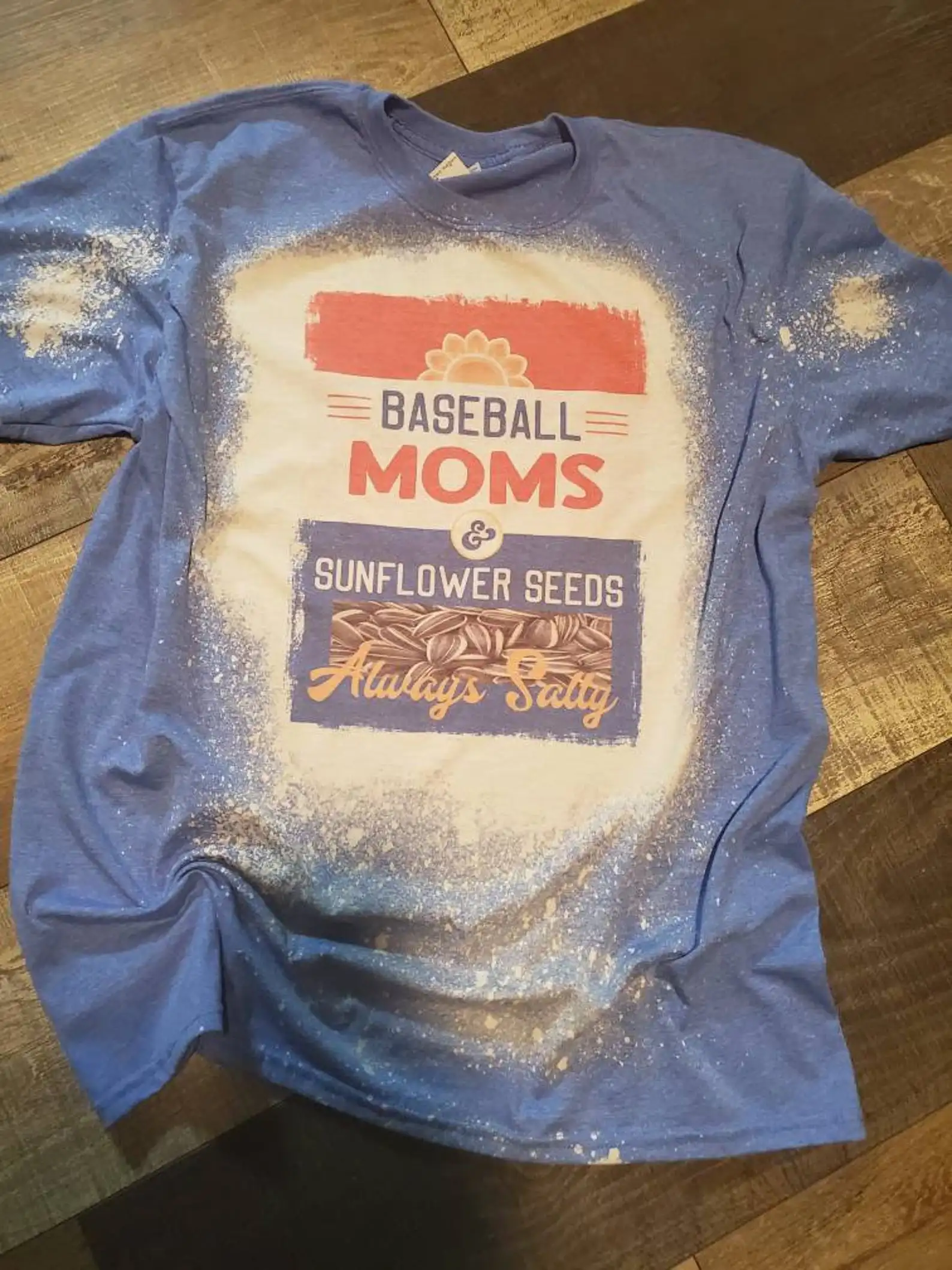 

Baseball Moms Bleached T Shirt Baseball Mom Salty Harajuku T-shirt Sunflowerseeds Tops &tee