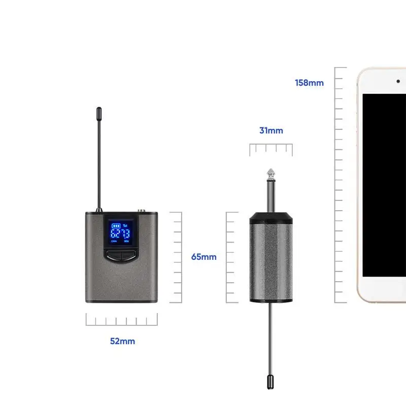 

Professional UHF Wireless Headset Microphone Lavalier Lapel Mic with Bodypack Portable Transmitter Receiver 1/4" Output