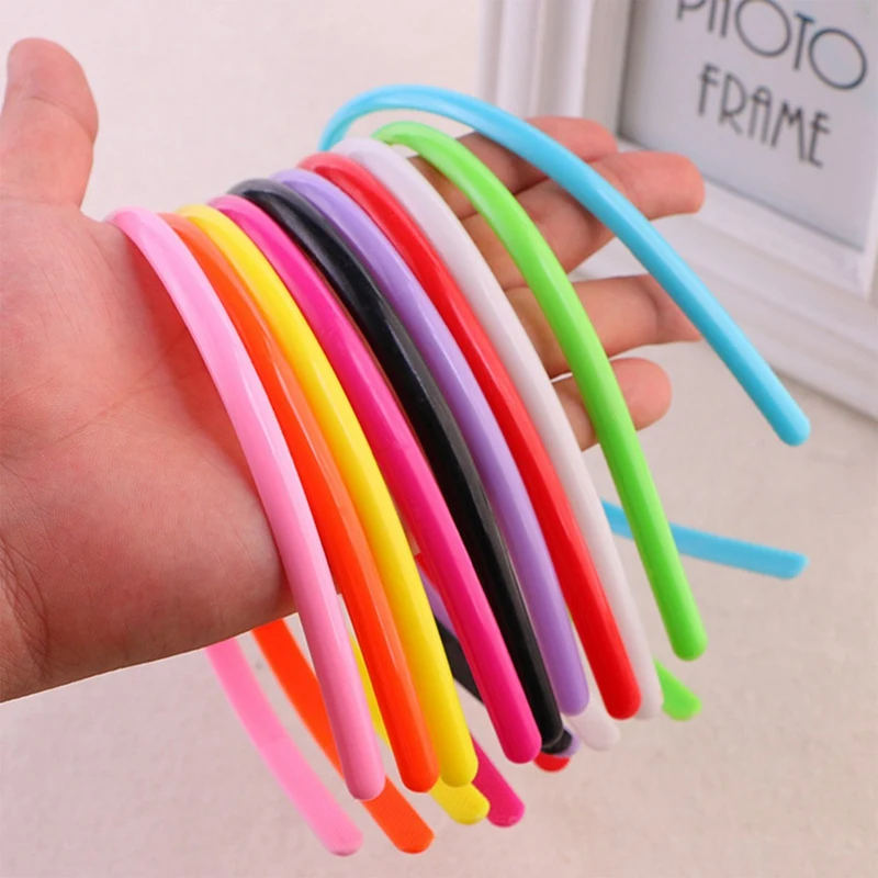

Candy-colored Plastic Headband 10-piece Set Width 0.8cm Girl Hair Accessories Headband New 10 Colors/pack Gift For Daughter Girl