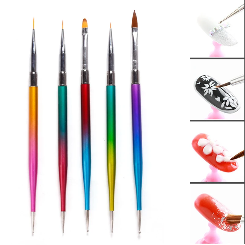 

Nail Art Pen 2 In 1 Double Ends Dotting Painting Drawing Liner Extension UV Gel Liner Polish Brush Set Nail Art Dotting Tools