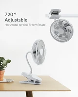 kasydoff clip fan portable usb stroller fans with 4 speeds quiet clip on mini table fan 360%c2%b0 rotatable battery operated white