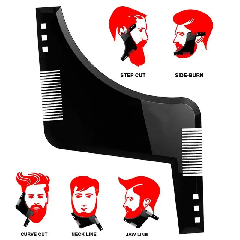 

Fashion Design Beard Shaping Trimming Shaped Template Guide For Shaving Stencil With Full-Size Comb For Line Up Moulding Rule