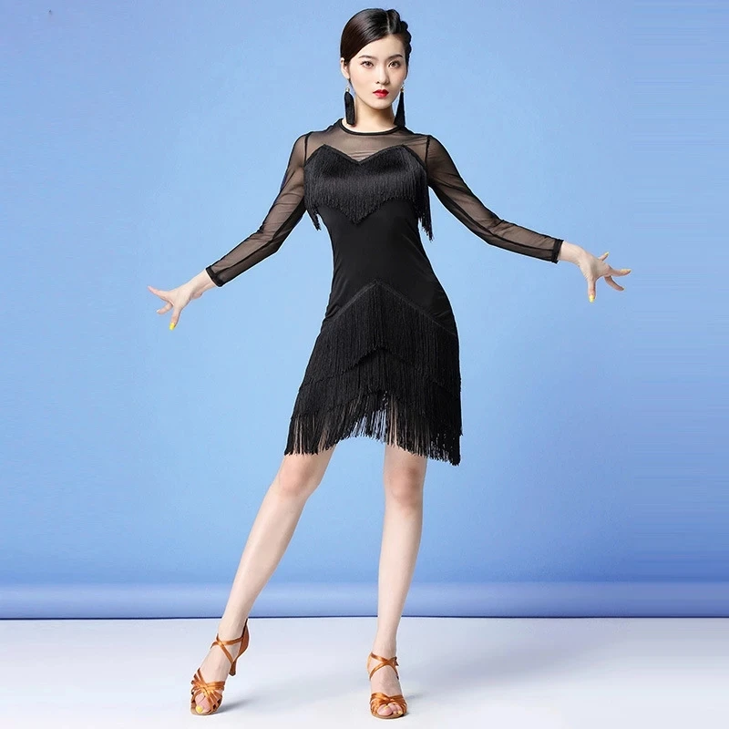 Платье для латиноамериканских танцев одежда сальсы платье соревнований костюмы